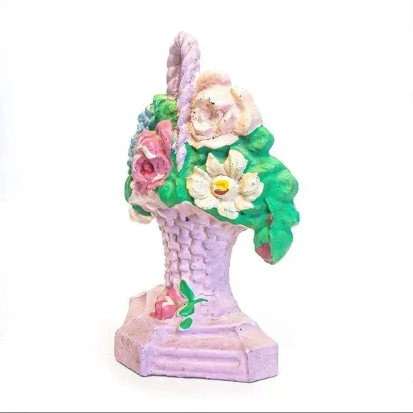 Antique Hubley French Flower Basket Cast Iron Doorstop - Picture 2 of 7